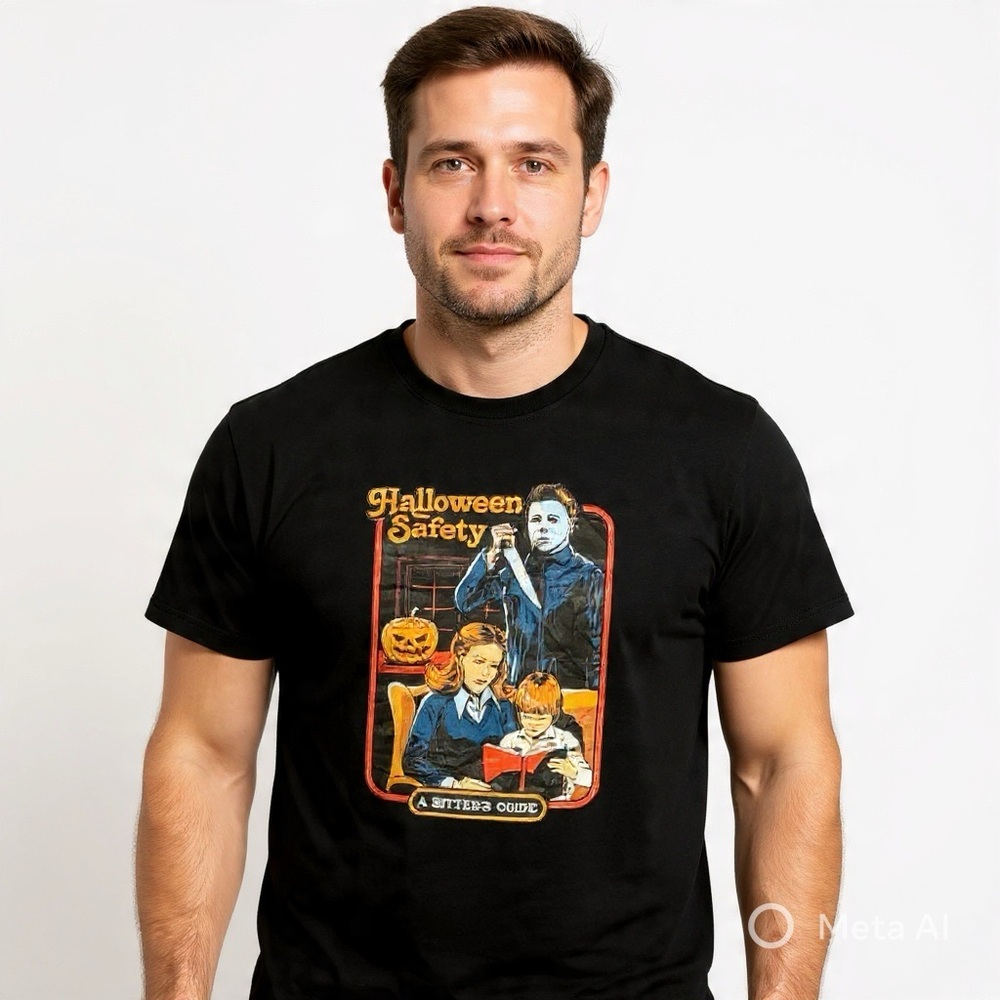 Halloween Safety A Sitters Guide Michael Myers Graphic T Shirt Black L